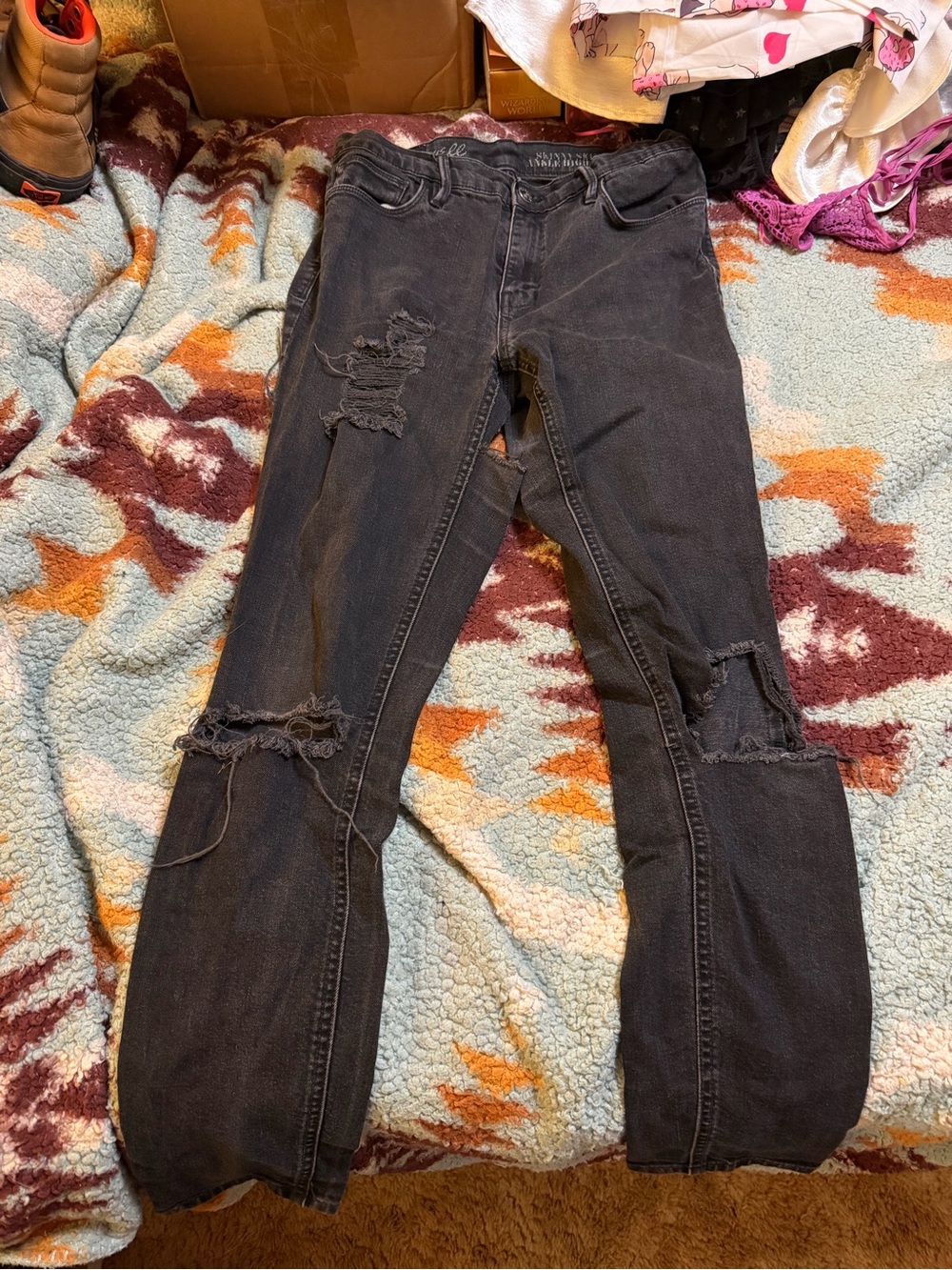 Madewell Black Distressed Skinny Jeans